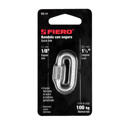 Bandola de acero de 1/8' con seguro, FIERO | BSE-1/8 | 44020