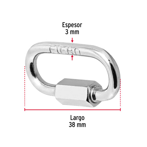 Bandola de acero de 1/8' con seguro, FIERO | BSE-1/8 | 44020