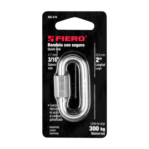 Bandola de acero de 3/16' con seguro, FIERO | BSE-3/16 | 44021