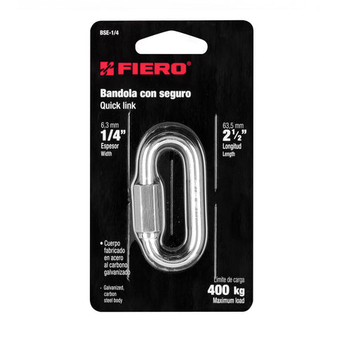 Bandola de acero de 1/4' con seguro, FIERO | BSE-1/4 | 44022