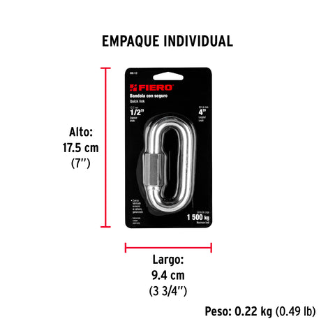 Bandola de acero de 1/2' con seguro, FIERO | BSE-1/2 | 44025