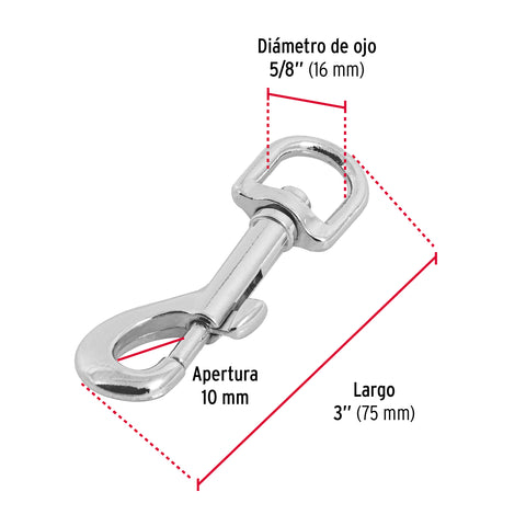 Bandola de zinc de 5/8' giratoria, FIERO | BDZ-3-1/2 | 44031