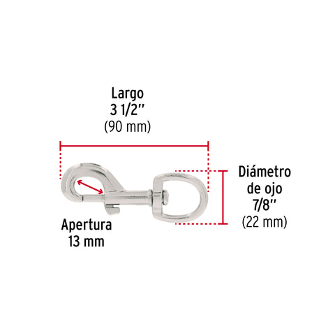 Bandola de zinc de 7/8' giratoria, FIERO | BDZ-4 | 44032