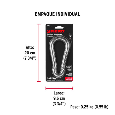 Bandola mosquetón de acero 1/2', FIERO | BMA-1/2 | 44041