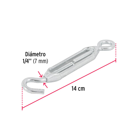 Tensor zinc 1/4' gancho-argolla, FIERO | TEN-1/4A | 44054