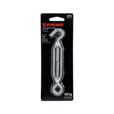 Tensor zinc 1/4' gancho-argolla, FIERO | TEN-1/4A | 44054