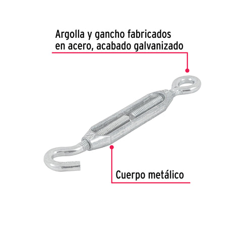 Tensor zinc 5/16' gancho-argolla, FIERO | TEN-5/16A | 44055