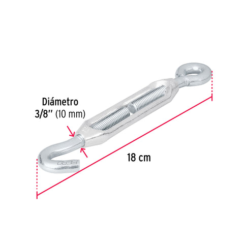 Tensor zinc 3/8' gancho-argolla, FIERO | TEN-3/8A | 44056