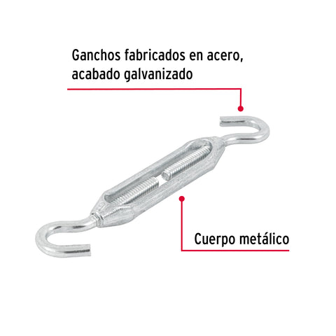 Tensor zinc 1/4' gancho-gancho, FIERO | TEN-1/4G | 44061