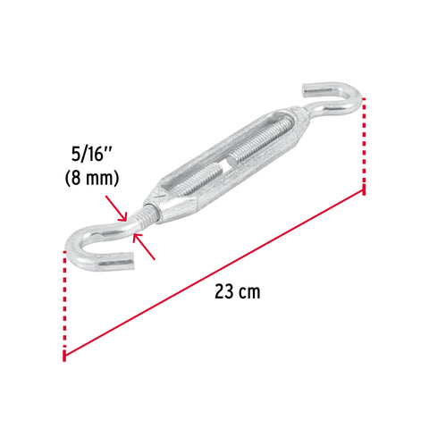 Tensor zinc 5/16' gancho-gancho, FIERO | TEN-5/16G | 44062