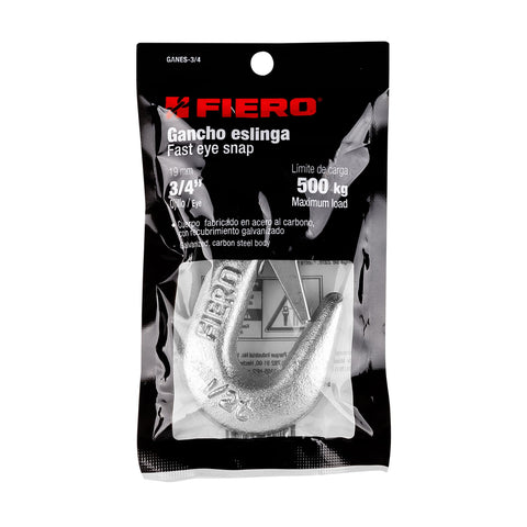 Gancho eslinga de acero forjado 3/4', carga 500 kg, FIERO | GANES-3/4 | 44075