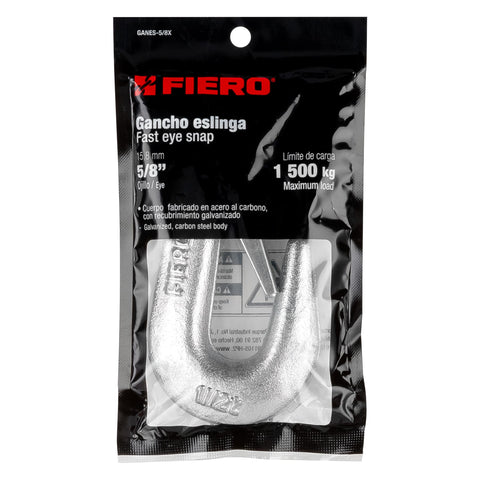 Gancho eslinga de acero forjado 5/8', carga 1500 kg, FIERO | GANES-5/8X | 44077