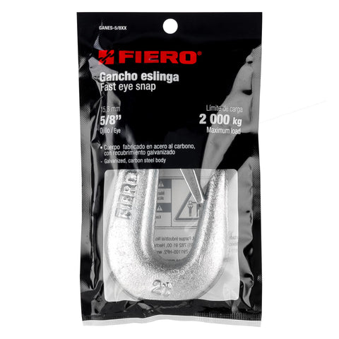 Gancho eslinga de acero forjado 5/8', carga 2000 kg, FIERO | GANES-5/8XX | 44078