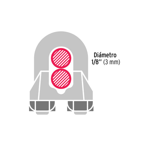Blíster c/2 nudos (perros) de hierro p/cable de 1/8', FIERO | NUDO-1/8 | 44082