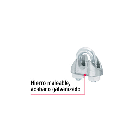 Blíster c/2 nudos (perros) de hierro p/cable de 1/8', FIERO | NUDO-1/8 | 44082