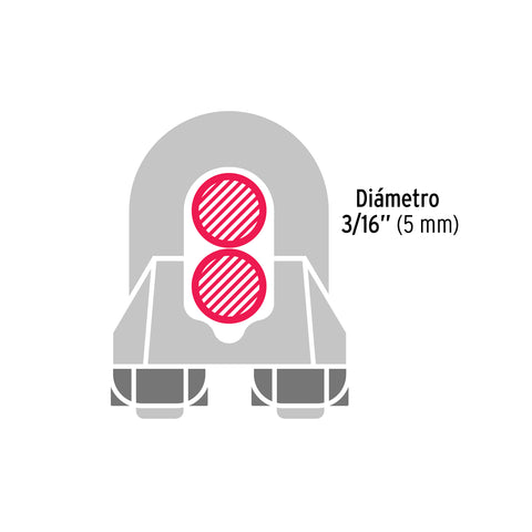 Blíster c/2 nudos (perros) de hierro p/cable de 3/16', FIERO | NUDO-3/16 | 44083