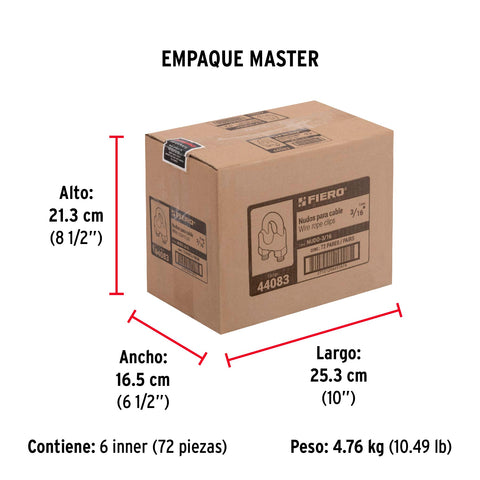 Blíster c/2 nudos (perros) de hierro p/cable de 3/16', FIERO | NUDO-3/16 | 44083