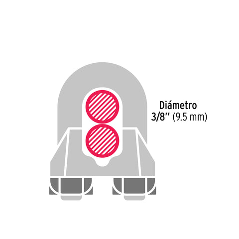 Blíster c/1 nudo (perro) de hierro p/cable de 3/8', FIERO | NUDO-3/8 | 44086