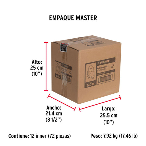 Blíster c/1 nudo (perro) de hierro p/cable de 3/8', FIERO | NUDO-3/8 | 44086