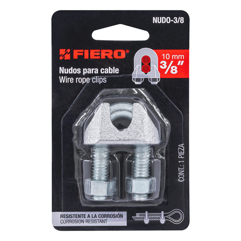 Blíster c/1 nudo (perro) de hierro p/cable de 3/8', FIERO | NUDO-3/8 | 44086