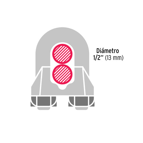 Blíster c/1 nudo (perro) de hierro p/cable de 1/2', FIERO | NUDO-1/2 | 44087