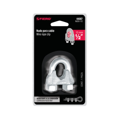 Blíster c/1 nudo (perro) de hierro p/cable de 1/2', FIERO | NUDO-1/2 | 44087