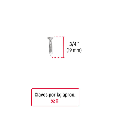 Bolsa con 1 kg de clavos para concreto galvanizados 3/4' | CLC-3/4G | 44120