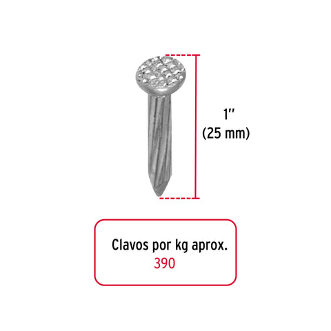 Bolsa con 1 kg de clavos para concreto galvanizados 1' | CLC-1G | 44121