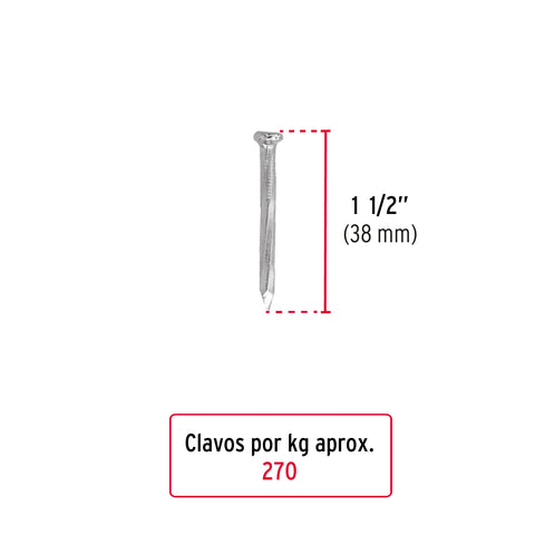 Bolsa con 1 kg de clavos para concreto galvanizados 1-1/2' | CLC-1-1/2G | 44122