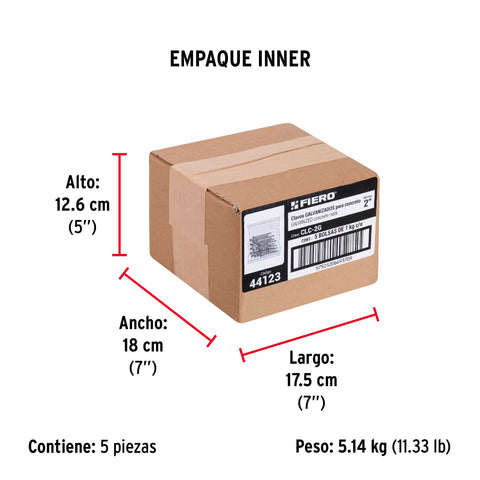 Bolsa con 1 kg de clavos para concreto galvanizados 2' | CLC-2G | 44123