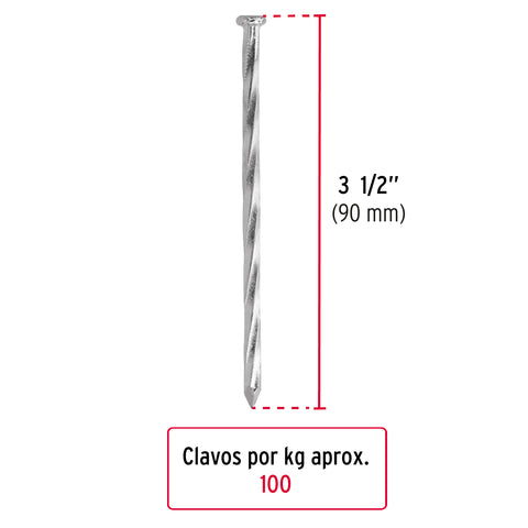 Bolsa con 1 kg de clavos para concreto galvanizados 3-1/2' | CLC-3-1/2G | 44126