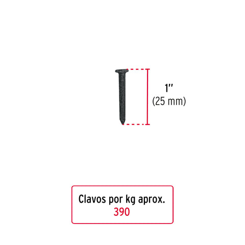 Bolsa con 1 kg de clavos para concreto negros 1', FIERO | CLC-1N | 44131