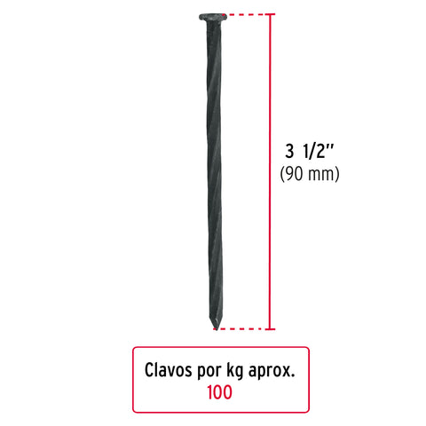 Bolsa con 1 kg de clavos para concreto negros 3-1/2', FIERO | CLC-3-1/2N | 44136