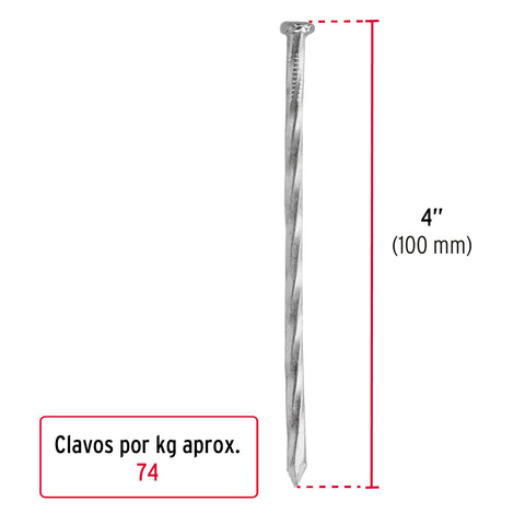 Bolsa con 1 kg de clavos para concreto galvanizados 4' | CLC-4G | 44137