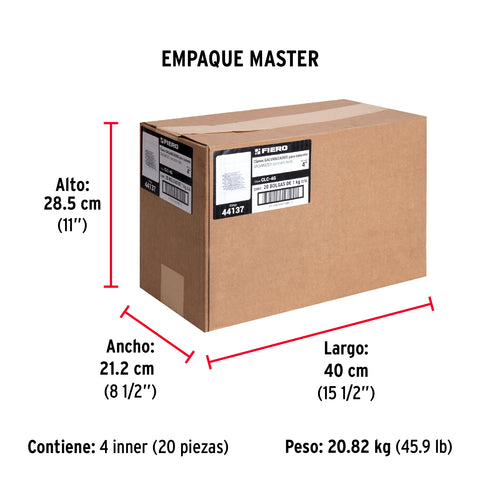 Bolsa con 1 kg de clavos para concreto galvanizados 4' | CLC-4G | 44137