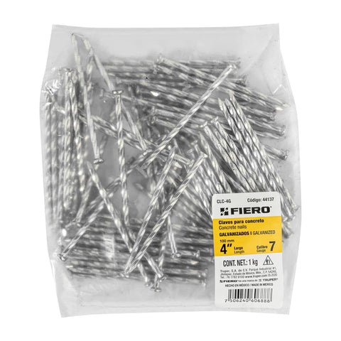 Bolsa con 1 kg de clavos para concreto galvanizados 4' | CLC-4G | 44137