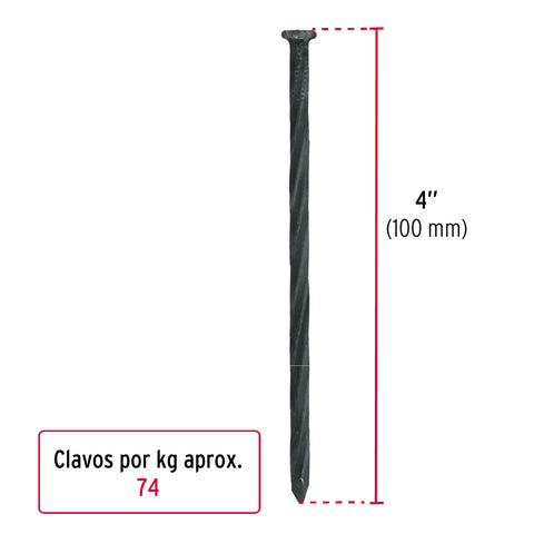 Bolsa con 1 kg de clavos para concreto negros 4', FIERO | CLC-4N | 44138