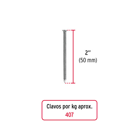 Kilo de clavo estándar 2' con cabeza en caja de 25 kg, FIERO | CLE-2 | 44152