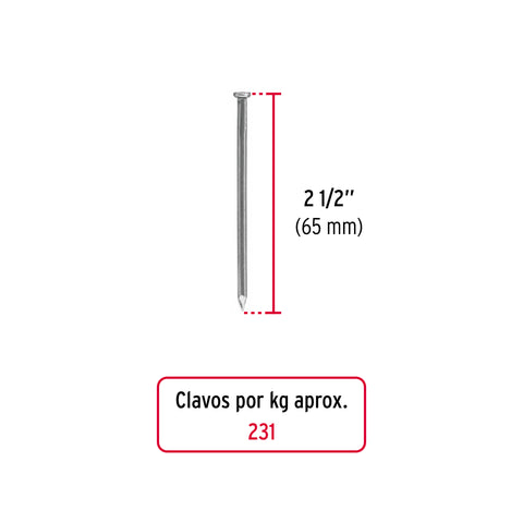 Kilo de clavo estándar 2-1/2' con cabeza en caja de 25 kg | CLE-2-1/2 | 44153