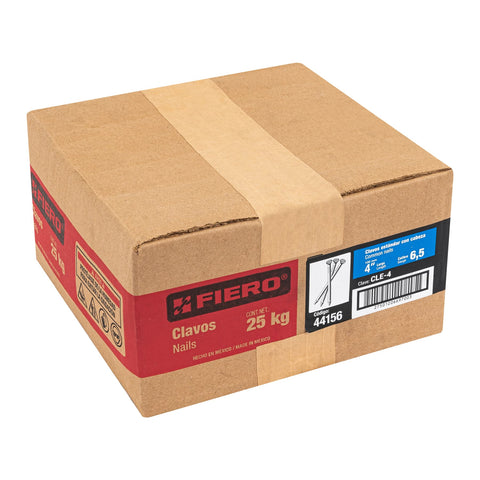 Kilo de clavo estándar 4' con cabeza en caja de 25 kg, FIERO | CLE-4 | 44156