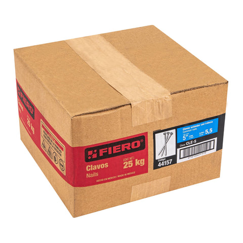 Kilo de clavo estándar 5' con cabeza en caja de 25 kg, FIERO | CLE-5 | 44157