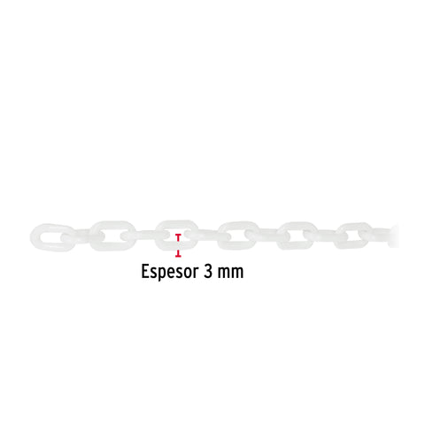 Metro de cadena de 3 mm de plástico blanca, carrete de 50 m | CAPL-3B | 44161