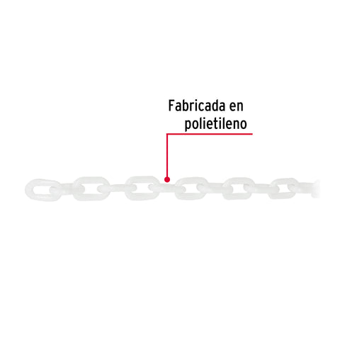 Metro de cadena de 3 mm de plástico blanca, carrete de 50 m | CAPL-3B | 44161