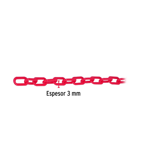 Metro de cadena de 3 mm de plástico roja, carrete de 50 m | CAPL-3R | 44166