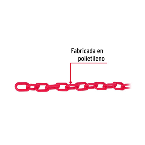 Metro de cadena de 3 mm de plástico roja, carrete de 50 m | CAPL-3R | 44166