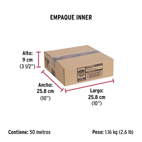 Metro de cadena de 3 mm de plástico roja, carrete de 50 m | CAPL-3R | 44166