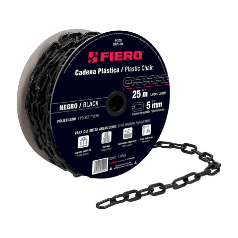 Metro de cadena de 5 mm de plástico negra, carrete de 25 m | CAPL-5N | 44170
