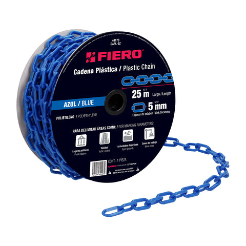 Metro de cadena de 5 mm de plástico azul, carrete de 25 m | CAPL-5Z | 44173