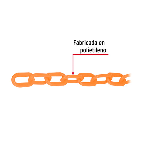 Metro de cadena de 5 mm de plástico naranja, carrete de 25 m | CAPL-5A | 44175