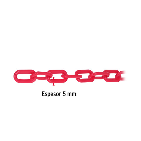 Metro de cadena de 5 mm de plástico roja, carrete de 25 m | CAPL-5R | 44176